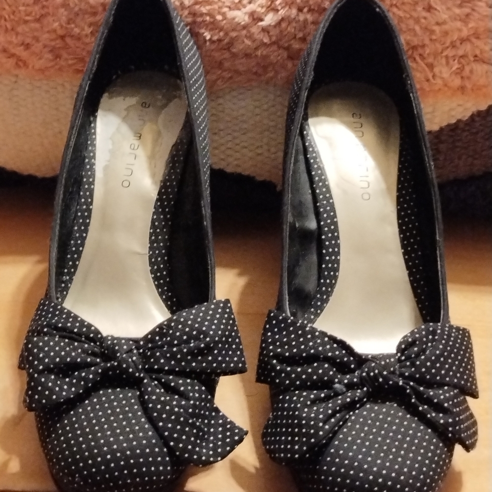 Ann Marino Polka Dot Heels Blk/Wht. Size 7